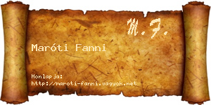 Maróti Fanni névjegykártya